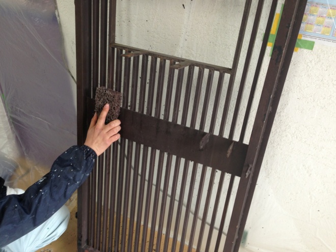 門扉塗装　鉄部塗装　２液型ウレタン樹脂　西宮